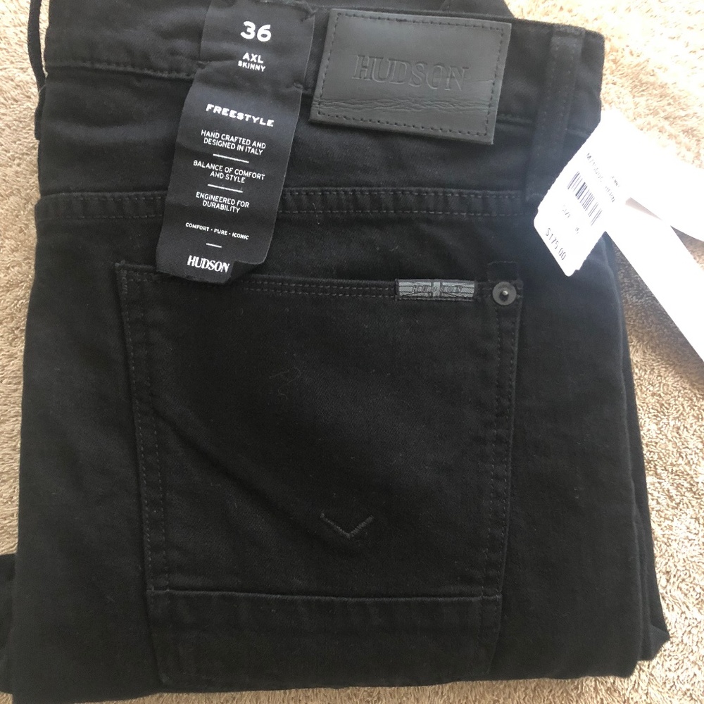 NWT Men Hudson Jeans AXL Skinny Black Size 36/33